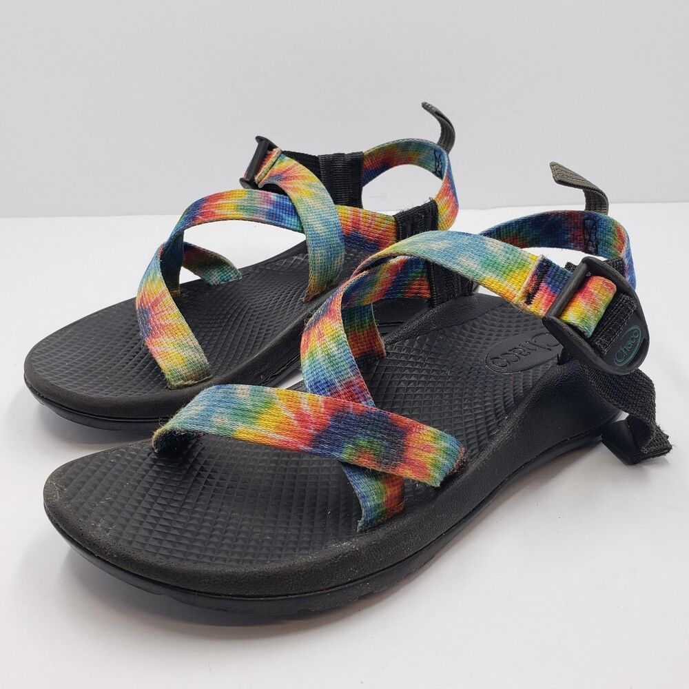 Chaco Z/1 Ecotread Sandals Kid Sz 4 Rainbow Tie Dye Multicolor Adjustable Sport